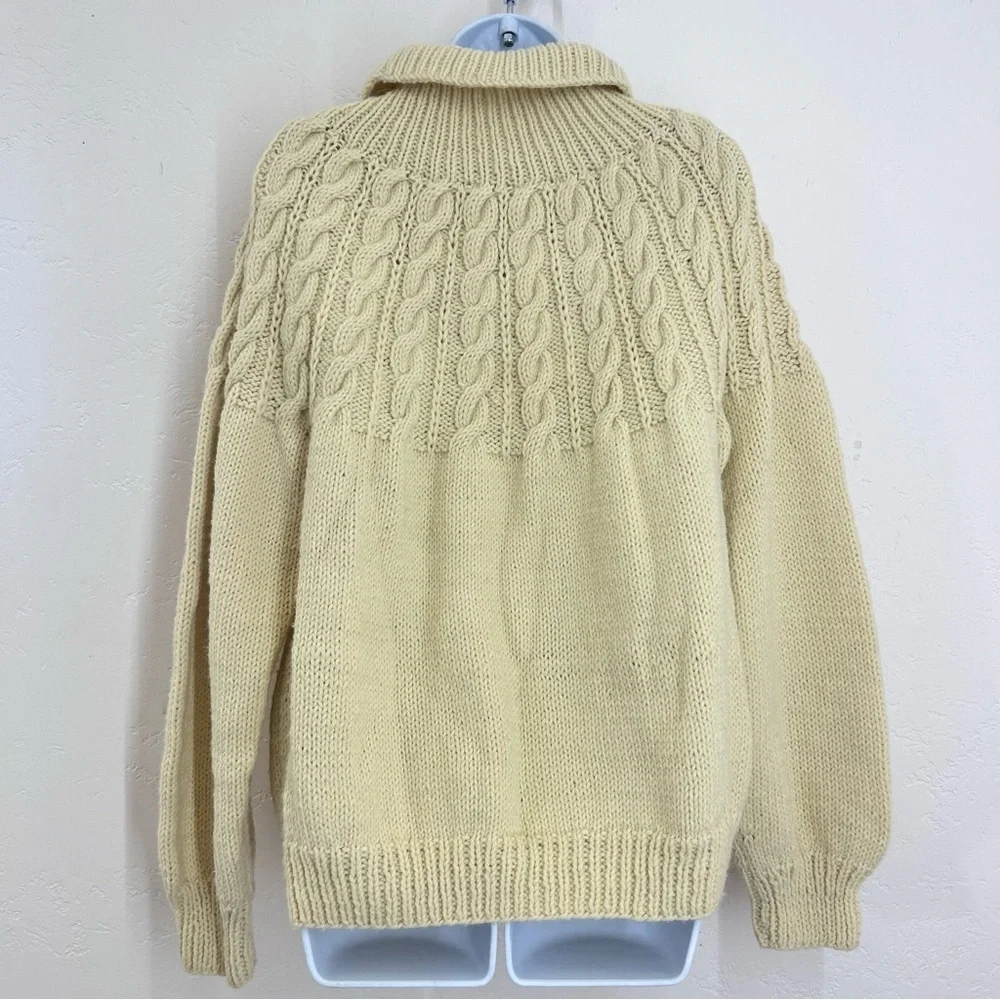 Suigeneris Wool Cable Knit Fisherman Sweater Size L Cream Rory Gilmore